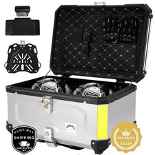 Motorcycle Top Case Aluminum Motorcycle Top Box with Anti-Theft 65L Silver-65L picture