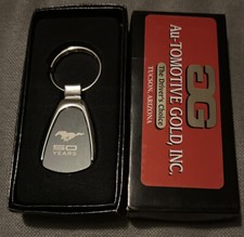 Ford Mustang 50 Years Black Teardrop Logo Key Chain Fob Officially Licensed NIB picture