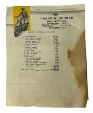 c1940 Harley Davidson Frank B. Hennon Dealer N.Y. Service Repair Estimate Ao picture