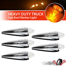 5X CLEAR AMBER 17 LED CAB MARKER TOP LIGHT CHROME FOR PETERBILT TRUCK UNIVERSAL picture