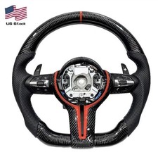 BMW E90 E92 E93 F32 F44 Carbon Fiber Steering Wheel  – Custom Red Trim picture