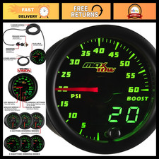 60 PSI Diesel Boost Gauge Kit - Black & Green 2-1/16
