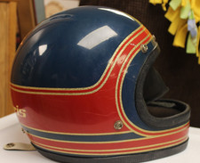 Vintage Polaris Snowmobile Helmet Red Blue Gold Retro Collectible Racing Offroad picture