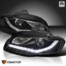 Black Fits 2006-2008 Audi A4 S4 B7 Projector Headlights Lamps w/ LED Strip DRL picture