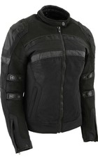 Womens Milwaukee Leather Armored Mesh Motorcycle Jacket Small Black Reflective picture