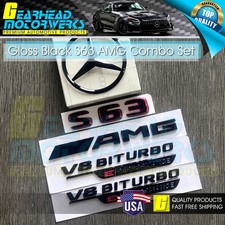 S63 AMG V8 BITURBO E Performance W223 Trunk Emblem Black Combo Set For Mercedes picture