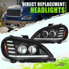 Black Clear LED Dual Projector Headlight Lamps for Freightliner Columbia 96-17 picture