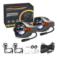 2x LED Spot Light Auxiliary Motorcycle Headlight Driving Fog Strobe Yellow+White picture