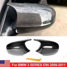 2X REAL CARBON FIBER MIRROR COVER CAP REPLACE FOR 3 SERIES BMW LCI E90 E91 09-12 picture