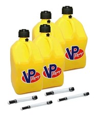VP Racing 4 Pack Yellow 5 Gallon Square Utility Jug / 4 Fill Hoses picture