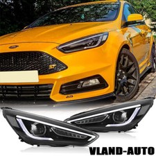Fits 2015-2018 Ford Focus Sequential LED Projector Headlights Black Front Lamps picture