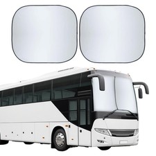 2-Piece Foldable RV Windshield Sun Shade, XX-Large, Black & Silver  picture