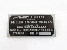 DATA PLATE FIT FOR VINTAGE HARRY MILLER ENGINE WORKS USA picture