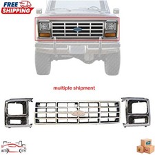 New Chrome Grille And Headlamp Door / Bezel For 1982-1986 Ford Bronco F-Series picture