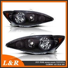For 2005 2006 Toyota Camry LE SE XLE Sedan Black Amber Left&Right Headlights picture