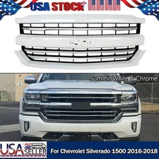 SUMMIT WHITE & CHROME FRONT GRILLE FIT 2016-2018 SILVERADO 1500 Z71 HIGH COUNTRY picture