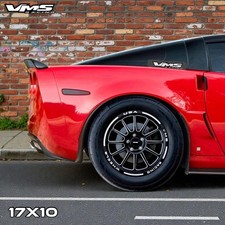 2 VMS RACING BLACKHAWK DRAG RACE RIMS WHEELS REAR 17X10 FOR CHEVY CORVETTE C6 picture