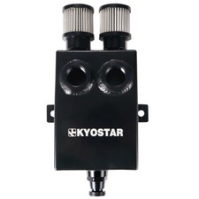 2L 2X12AN Black Oil Catch Can Reservoir Tank 2 Port Dual Breather Filter Kit New picture