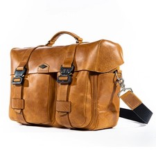 NEW - REVIVAL MOTORCYCLES Brown Leather Bag and Dust Bag - RARE picture
