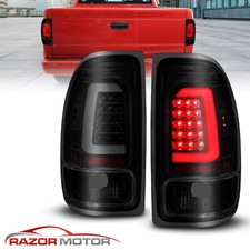 Fit 1997-04 Dodge Dakota Pickup C-Shape LED Tube Black Smoke TailLights Pair picture