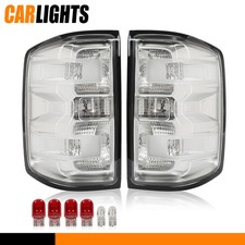 Pair Clear Chrome Tail Lights Brake Lamps w/ Bulbs Fit 2014-2019 Chevy Silverado picture
