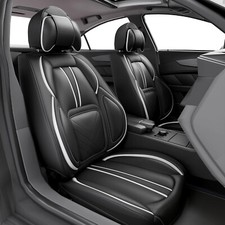 5 Pcs 2025 Front Back Car Seat Covers Waterproof Nappa Leather Universal Fit 712 picture