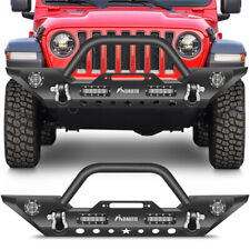 PICKOOR Front Bumper w/ Winch Plate & LED Lights For 2007-2018 Jeep Wrangler JK picture