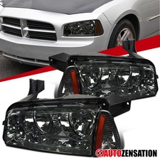 Fit 2006-2010 Dodge Charger Smoke Headlights+Corner Parking Lamps Replacement picture