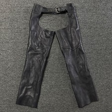 Vintage Hudson Leather Black Heavy Motorcycle Riding Chaps Mens Pants Sz M picture