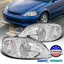 Fits 1999-2000 Honda Civic EK EX LX Si Headlights Head Lamps 99-00 Left+Right picture