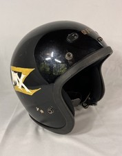 Vtg Fulmer HT-20 Open Face 3/4 Motorcycle Helmet DOT Black Hand Painted Custom picture