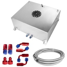 20 GALLON ALUMINUM FUEL CELL GAS TANK+CAP+LEVEL SENDER+NYLON FUEL LINE KIT picture