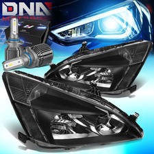 FOR 2003-2007 HONDA ACCORD COUPE/SEDAN HEADLIGHTS W/LED KIT+COOL FAN ASSEMBLY picture