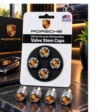 Porsche-Style Premium OEM Tyre Valve Dust Caps (4x) in Gloss Silver picture