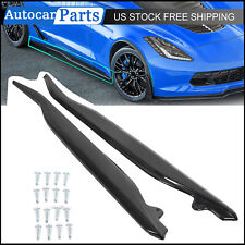 For 2014-2019 14-Up Corvette C7 METALLIC Gloss Black Side Skirts Z06 Style ABS picture
