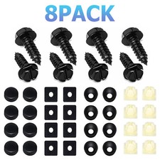 8 PCS For X1 USA Car License Plate Screws Stainless Steel Bolts Caps Black picture