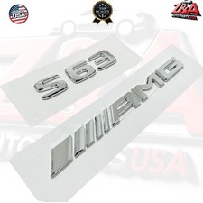 2pc CHROME S63 + AMG REPLACEMENT FOR MERCEDES REAR TRUNK EMBLEM BADGE DECAL LID picture