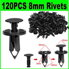 120PCS 8mm Bumper Clips Retainer Auto Car Plastic Rivets Fastener Fender Push picture