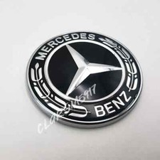 OEM Front Hood Emblem Classic Black Flat Laurel Wreath decal Badge For Mercedes picture