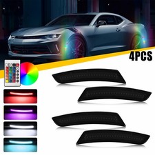 4PCS RGB Color Changing Smoked LED Side Marker Lights For 2016-2024 Chevy Camaro picture
