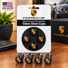 Genuine Porsche Premium OEM Tyre Valve Dust Caps (4x) in Gloss Black . picture
