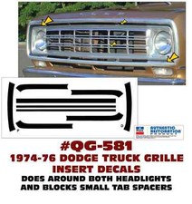 SP QG-581 1974 1975 1976 DODGE TRUCK - GRILLE STRIPE INSERTS - DECAL - LICENSED picture
