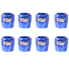 4PCS Hex Hose Finisher Clamp Screw Band Hose End Cover Fitting 6AN AN6 Blue picture