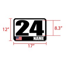 Custom Number Name Flag Glossy Matte Sticker / Magnet Racing Car Track Day x2 picture