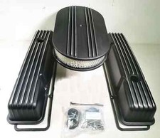 1958-86 Chevy Black Aluminum Tall Finned Valve Covers & 12