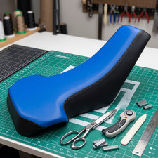 Suzuki LT250R Quadracer Seat Cover 1987 To 1992 Blue Black Vinyl Seat Cover picture
