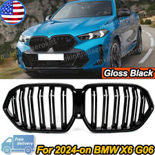 2X Gloss Black Front Kidney Hood Grille Double Line Mesh For 2024-on BMW X6 G06 picture