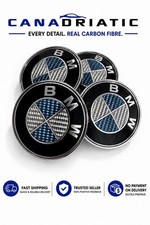 4x BMW 68mm Real Carbon Fiber Wheel Center Caps Blue White Hub Rim Emblems picture