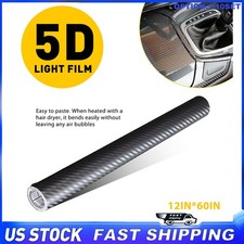 5D High Gloss Black Carbon fiber Vinyl Automotive Car Wrap Film Interior 12x60