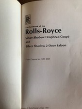 1968 Rolls Royce Silver Shadow 2 Door Drophead Coupe Car Owners Handbook Manual picture